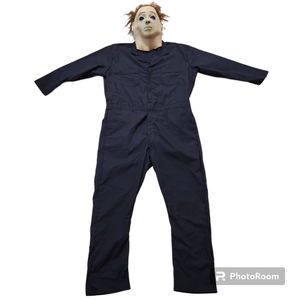 Michael Myers Halloween Costume Complete With Mask And Coveralls 2XL Navy Blue